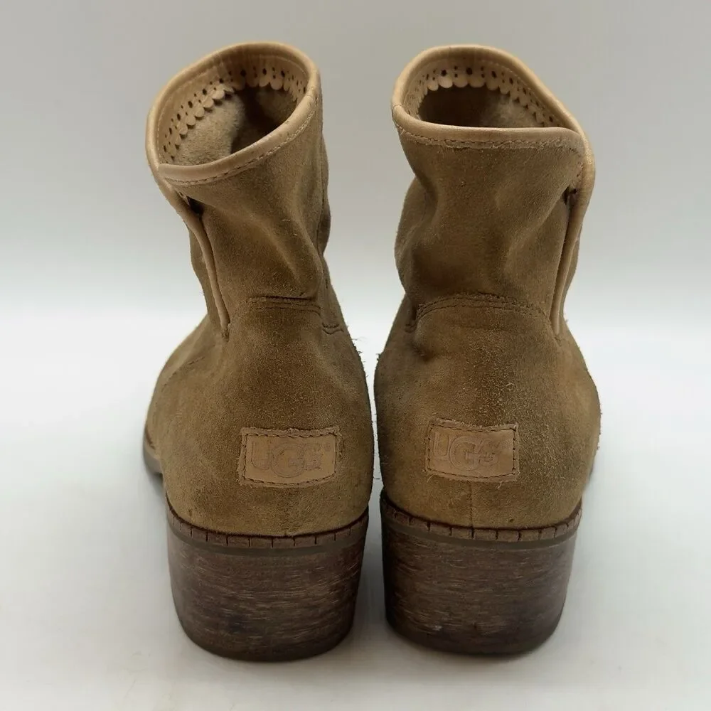 UGG Darling 1004367 Ankle Bootie Women's 8 Tan Suede Round Toe Pull On Western
